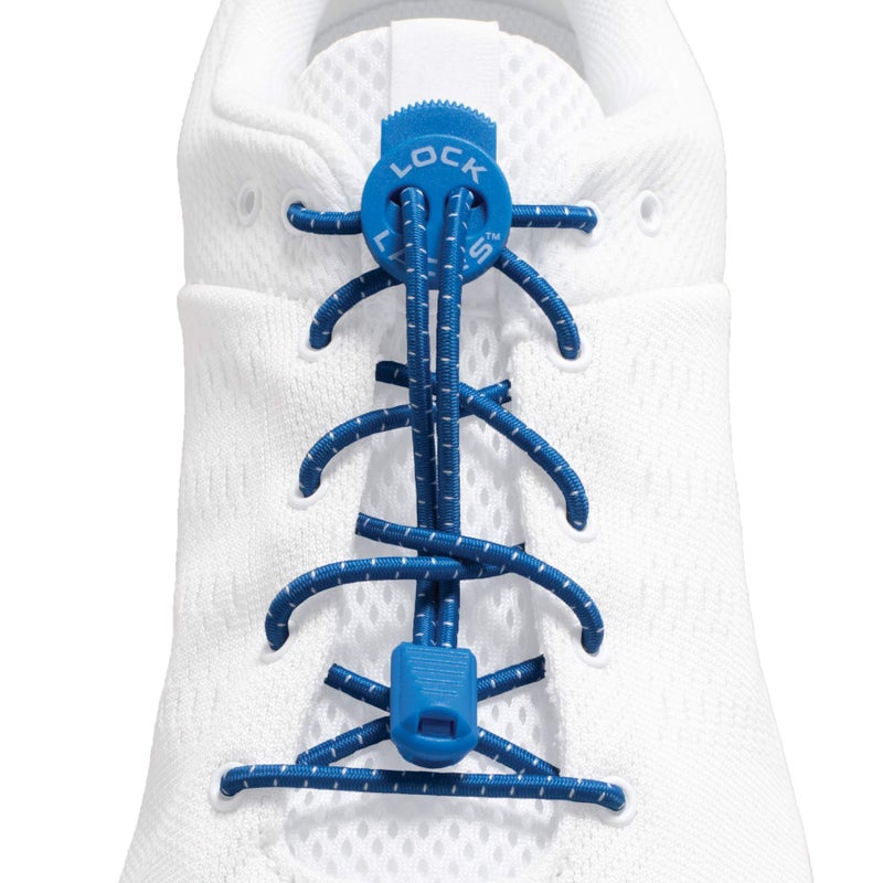 LOCK LACES أربطة أحذية قفل (أربطة مرنة بدون ربط (عبوة من 3) (أبيض-أزرق-رمادي) - Image 3